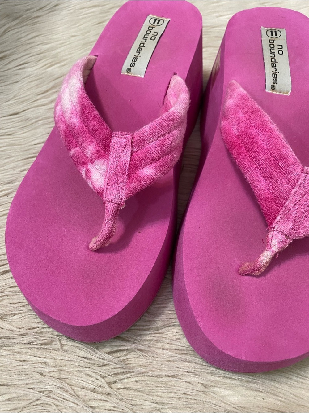 Y2K No Boundaries Hot Pink Platform Flip Flops 2000s Sandals 11 Lizzie Mcquire - Picture 4 of 9